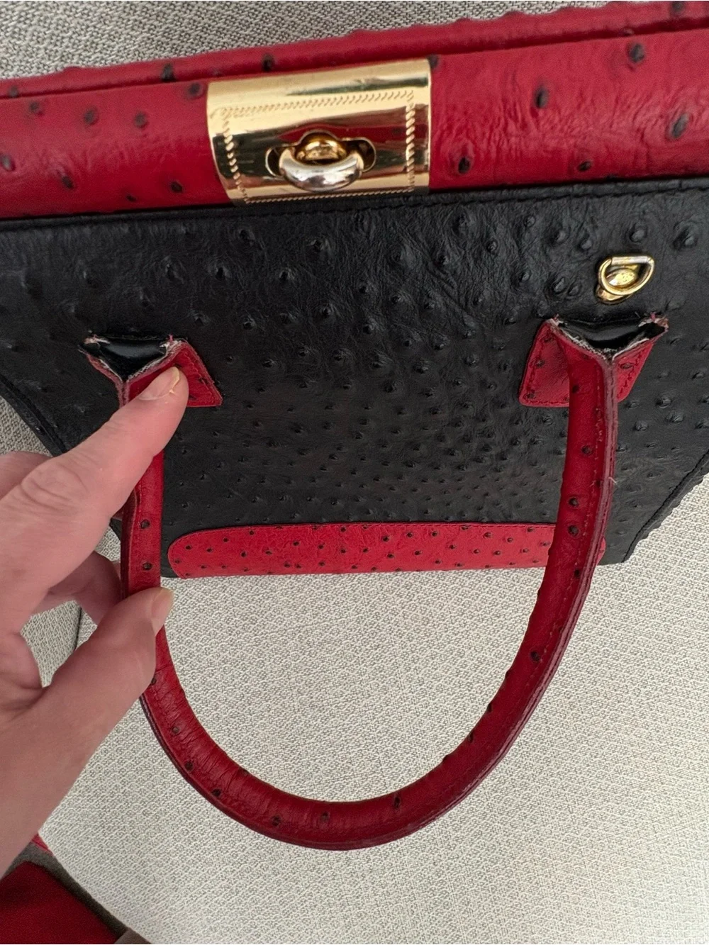 Vintage Y2K Giada Pelle Red and Black Structured Ostrich-Texture